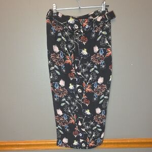 A.L.C. Black Floral Pencil Skirt With Belt
